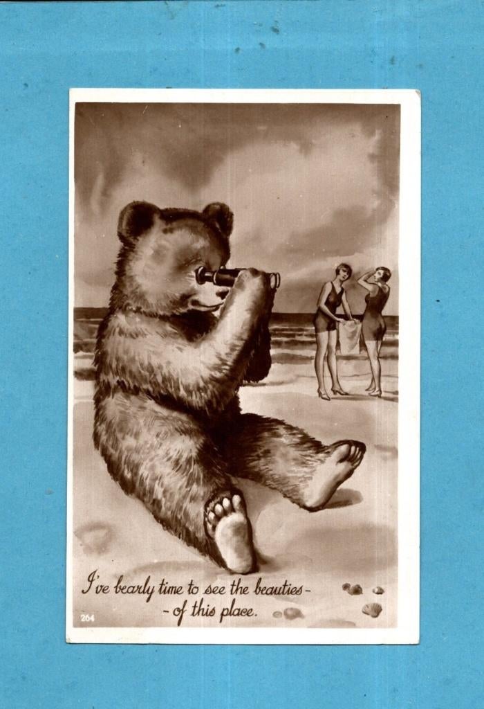 Mooie oude kaart met teddy beer aan het strand N001 - 1932, Verzamelen, Verzenden, 1920 tot 1940, Gelopen, Overige thema's