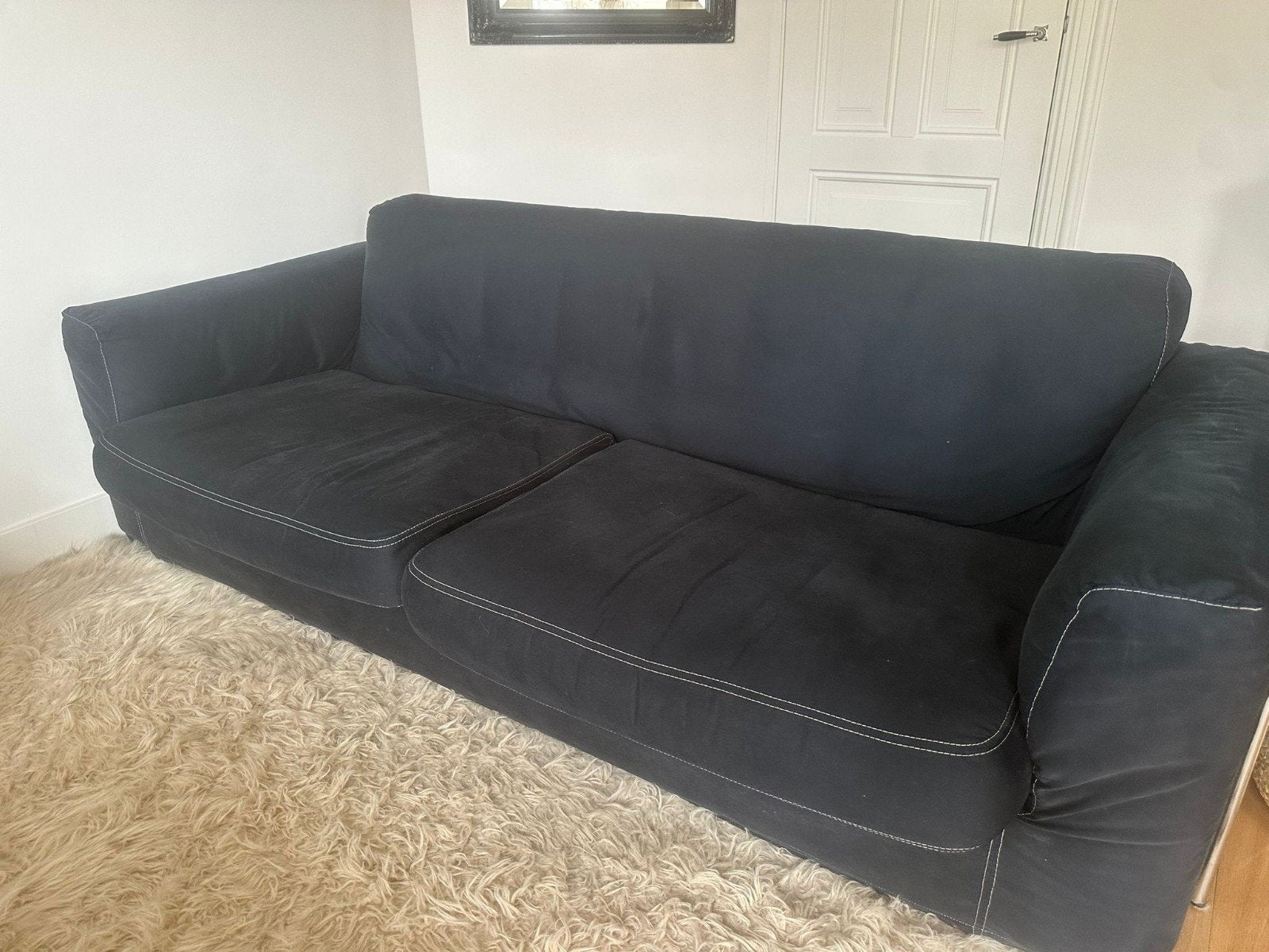 Jan des Bouvrie bank, zwart, 3-zits, Huis en Inrichting, Banken | Bankstellen, Ophalen, Gebruikt, 75 tot 100 cm, Rechte bank
