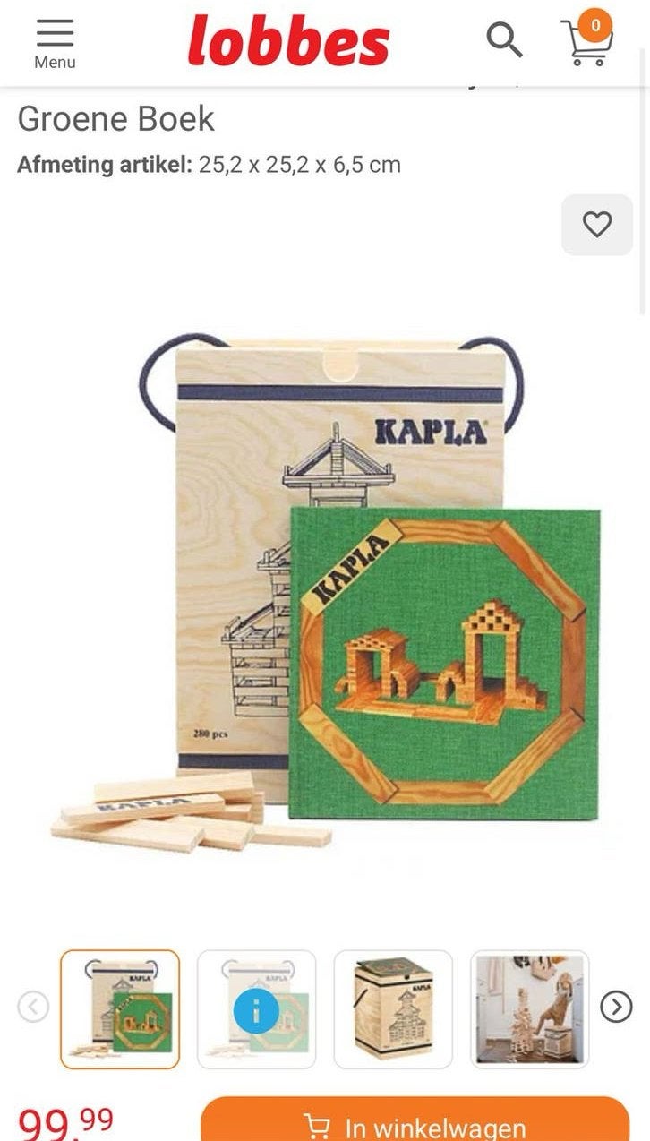 Kapla 280 stuks met groen boek., Ophalen, Gebruikt