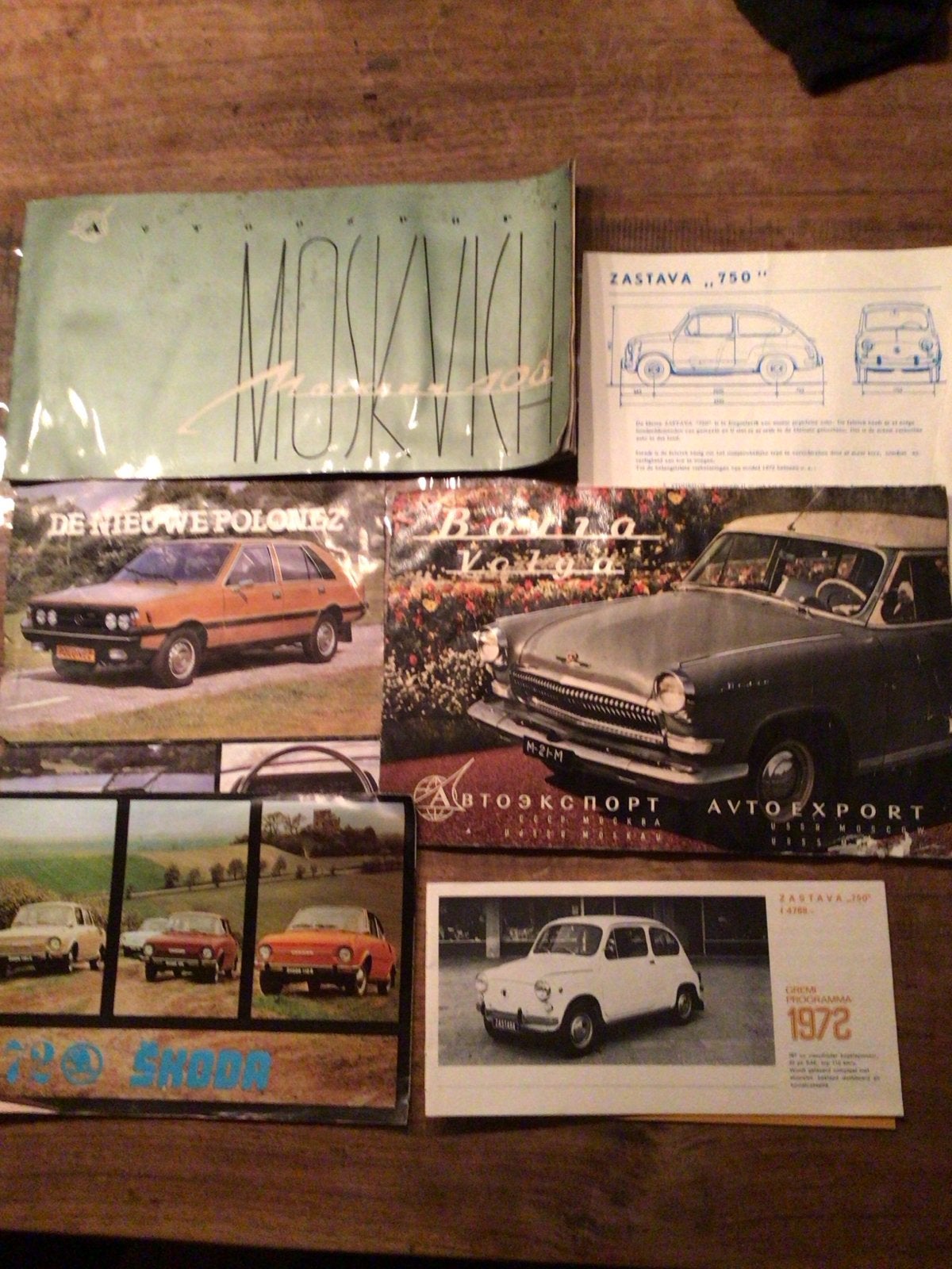 Vintage Auto Brochures: Moskvich, Polonez, Volga, Zastava, S, Ophalen of Verzenden, Gelezen, Overige merken