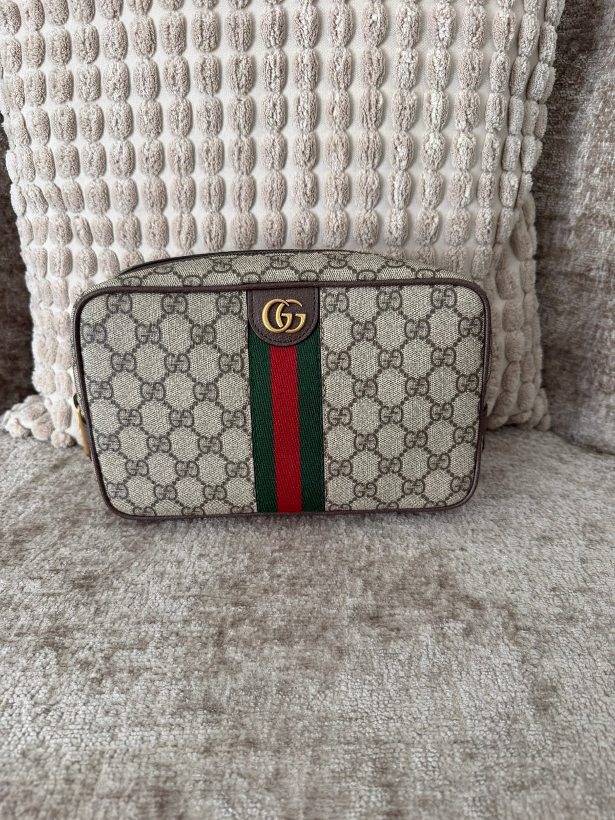 Gucci Savoy Leather washbag toilettas met bon, Ophalen of Verzenden, Nieuw, Beige, Schoudertasje
