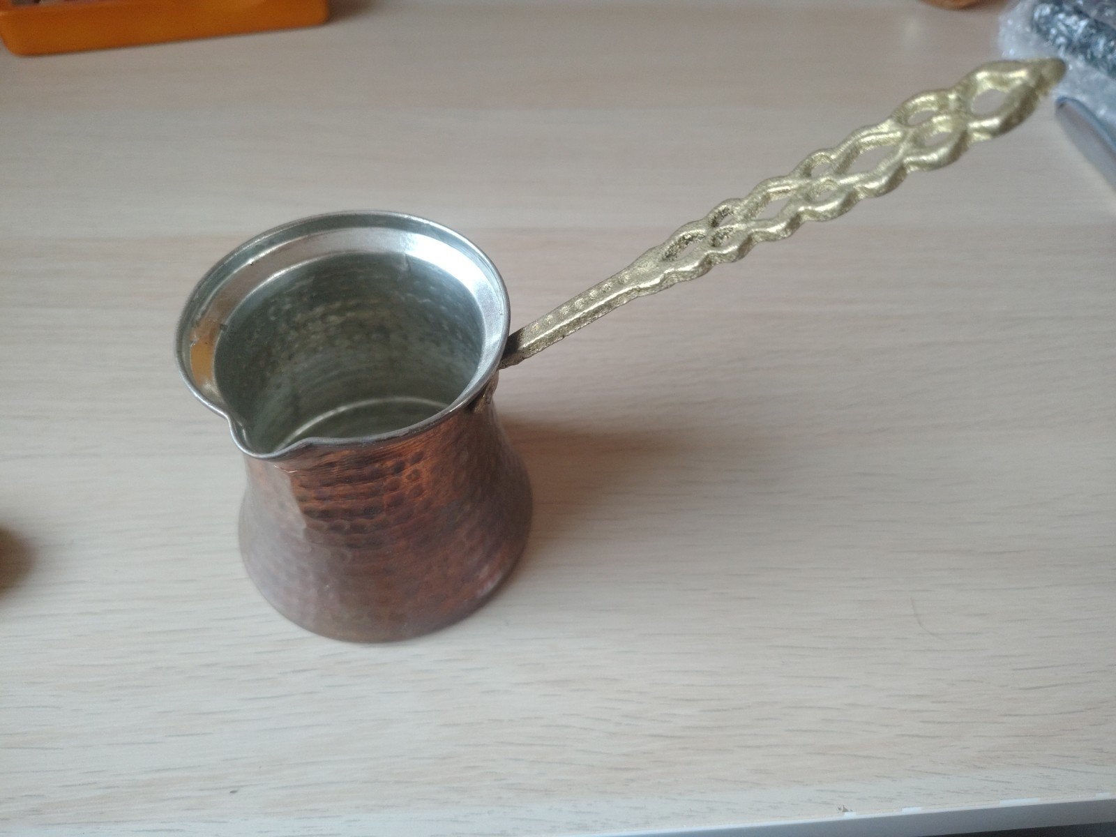 Koperen Turkse Koffiepot met Sierlijk Handvat, Ophalen of Verzenden
