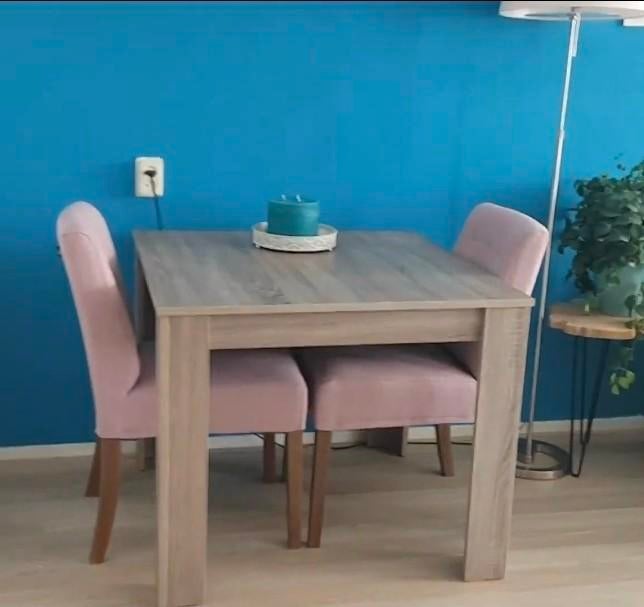Houten (eet)tafel 90x90 (reeds gedemonteerd), Huis en Inrichting, Tafels | Eettafels, Ophalen, Gebruikt, 100 tot 150 cm, 50 tot 100 cm