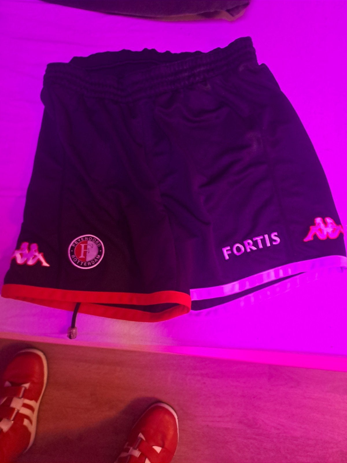 Feyenoord Kappa voetbalbroekje - Zo goed als nieuw, Kleding | Heren, Kappa, Maat 48/50 (M), Zwart, Ophalen of Verzenden