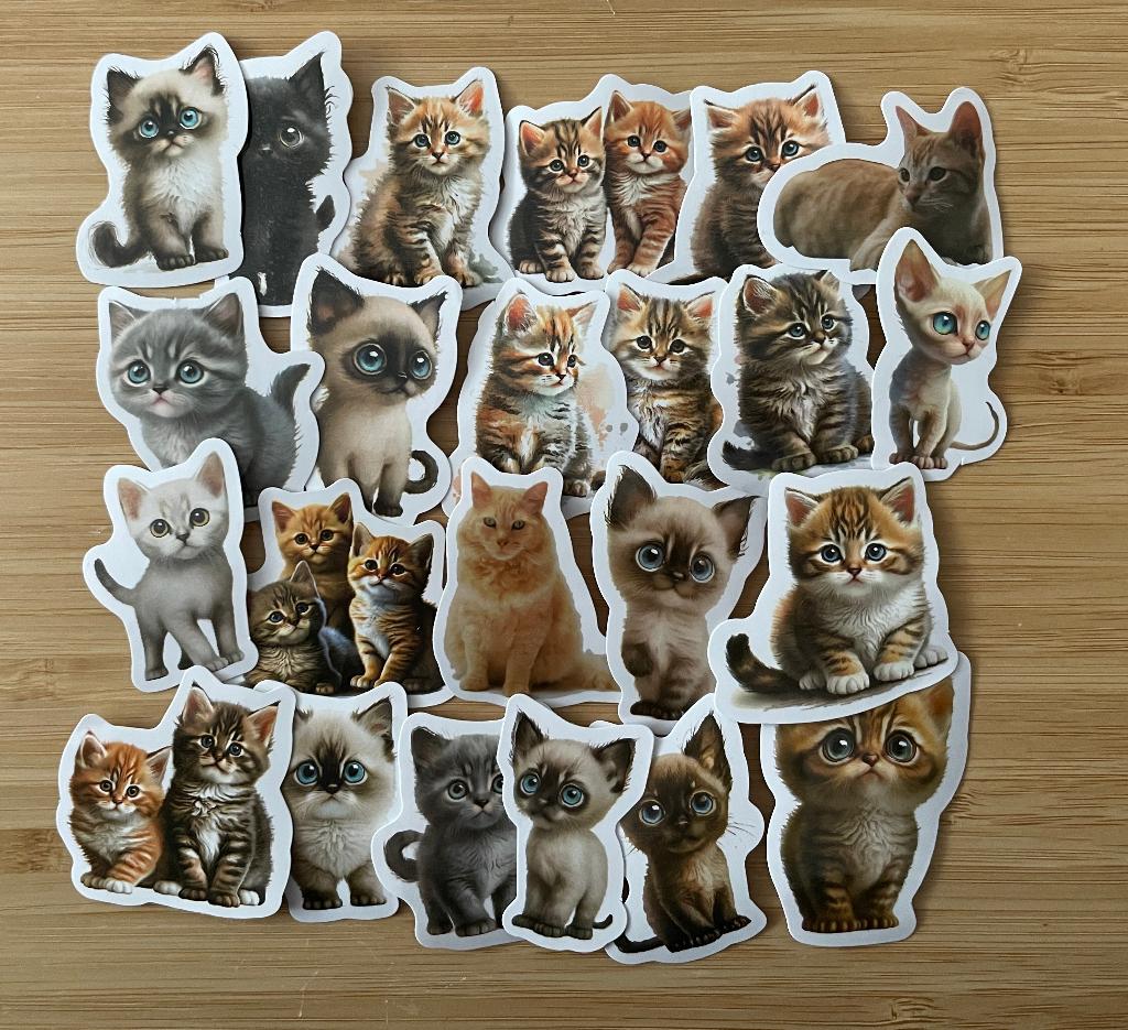 Realistische katten thema stickers, Verzenden, Nieuw, Meerdere stickers