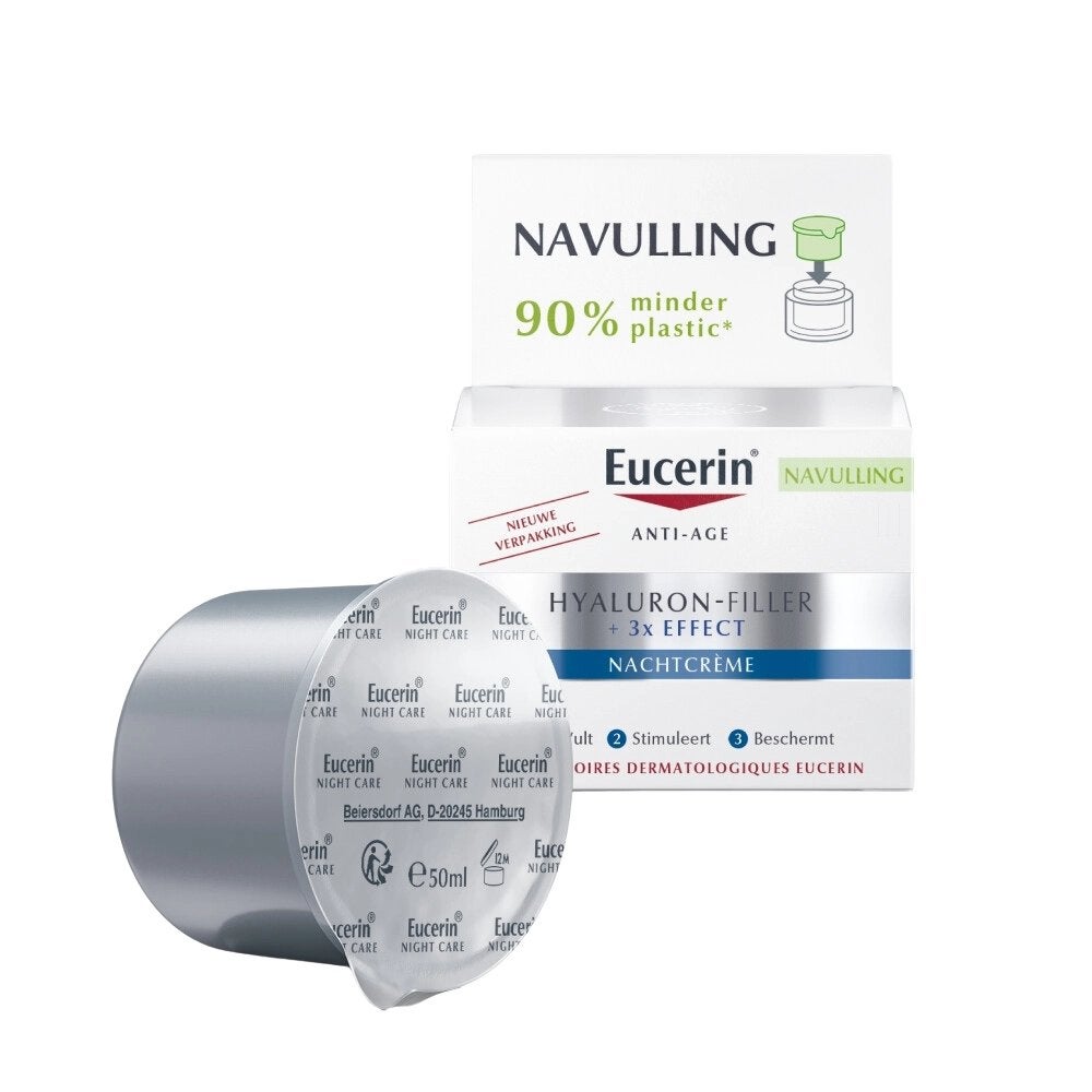 Eucerin Hyaluron-Filler + 3x EFFECT Nachtcrème Navulling, Verzenden, Nieuw, Gehele gezicht, Verzorging