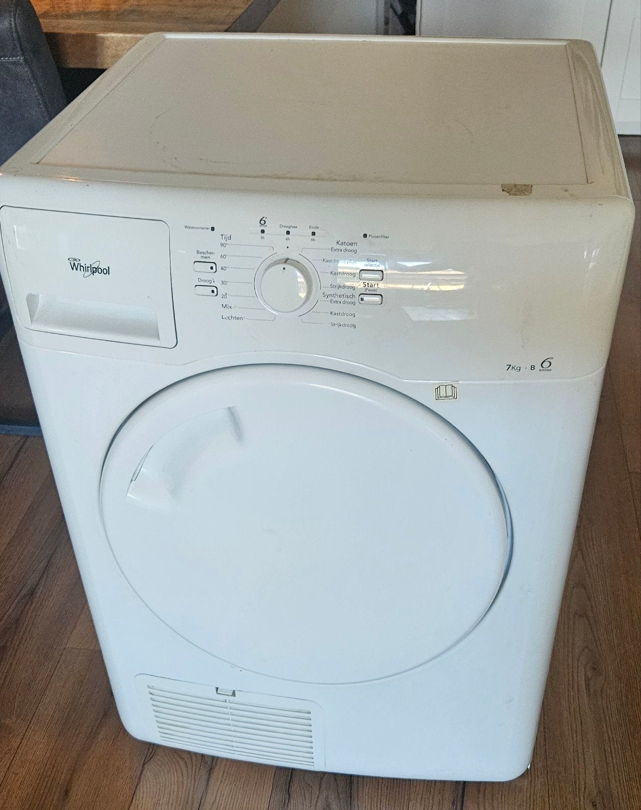Condensdroger whirlpool, 6 tot 8 kg, Ophalen, Condens, 85 tot 90 cm