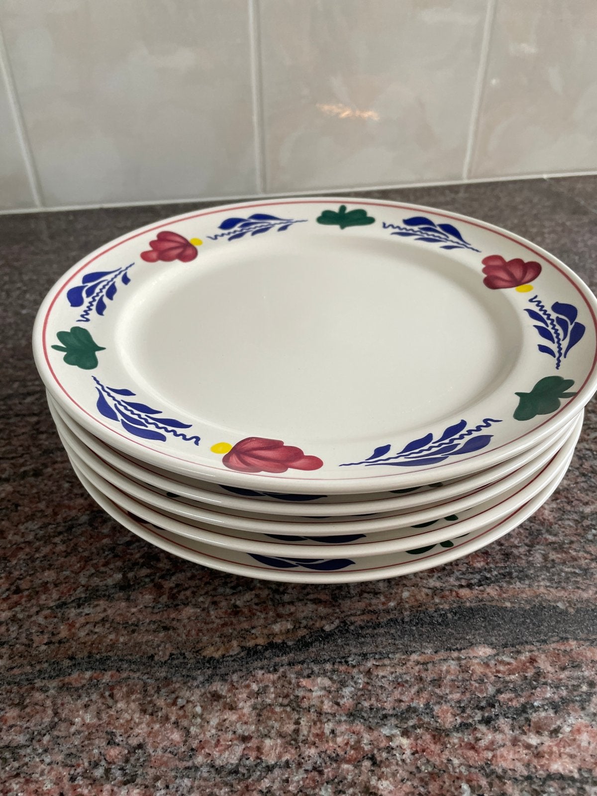 5 nieuwe Boerenbont dinerborden, Ophalen, Keramiek, Landelijk/Boerenbont, Nieuw