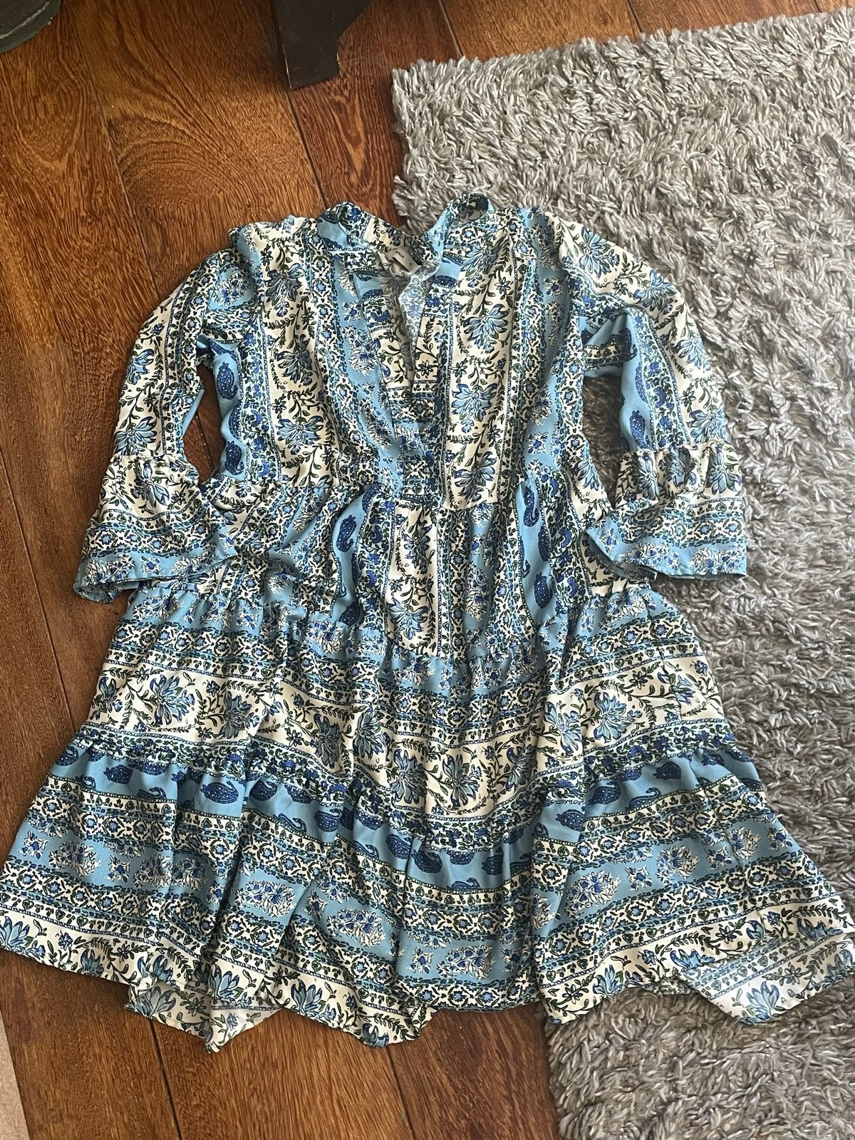 Zomerse jurk met bloemenprint Pigalle XS, Blauw, Ophalen of Verzenden, Zo goed als nieuw, Maat 36 (S)