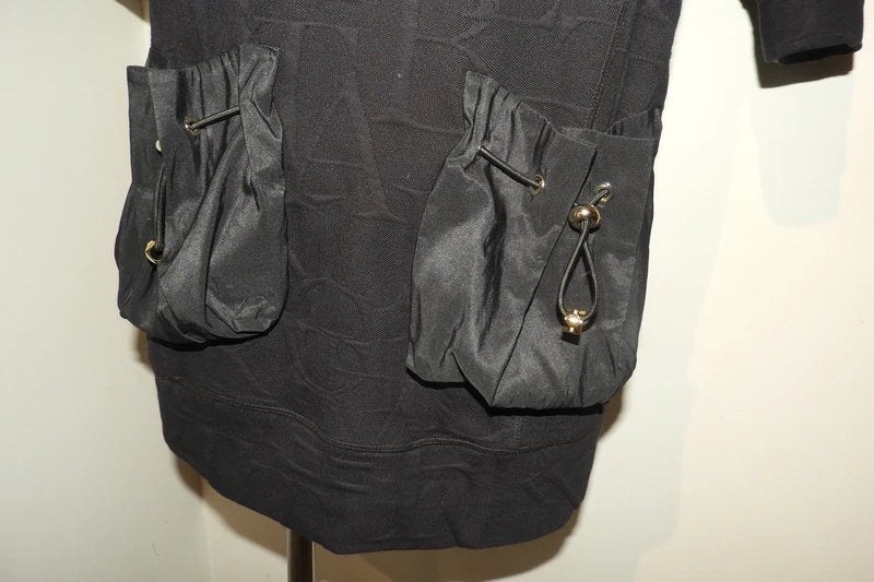 Elisabetta Franchi jurkje merk print zakken goud hardware S, Kleding | Dames, Zwart, Zo goed als nieuw, Maat 36 (S), Boven de knie