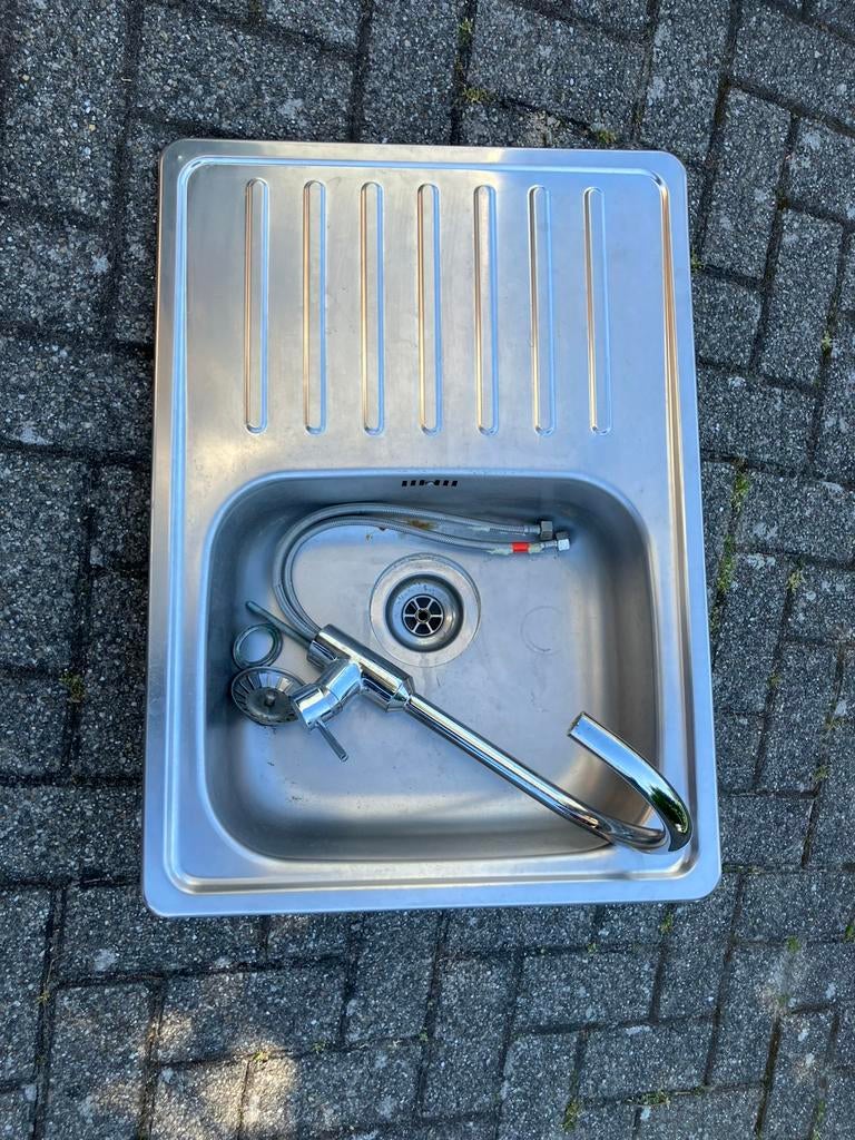 Rvs wasbak met mengkraan, Huis en Inrichting, Keuken | Keukenelementen, Ophalen, Gebruikt, 50 tot 100 cm, Minder dan 100 cm