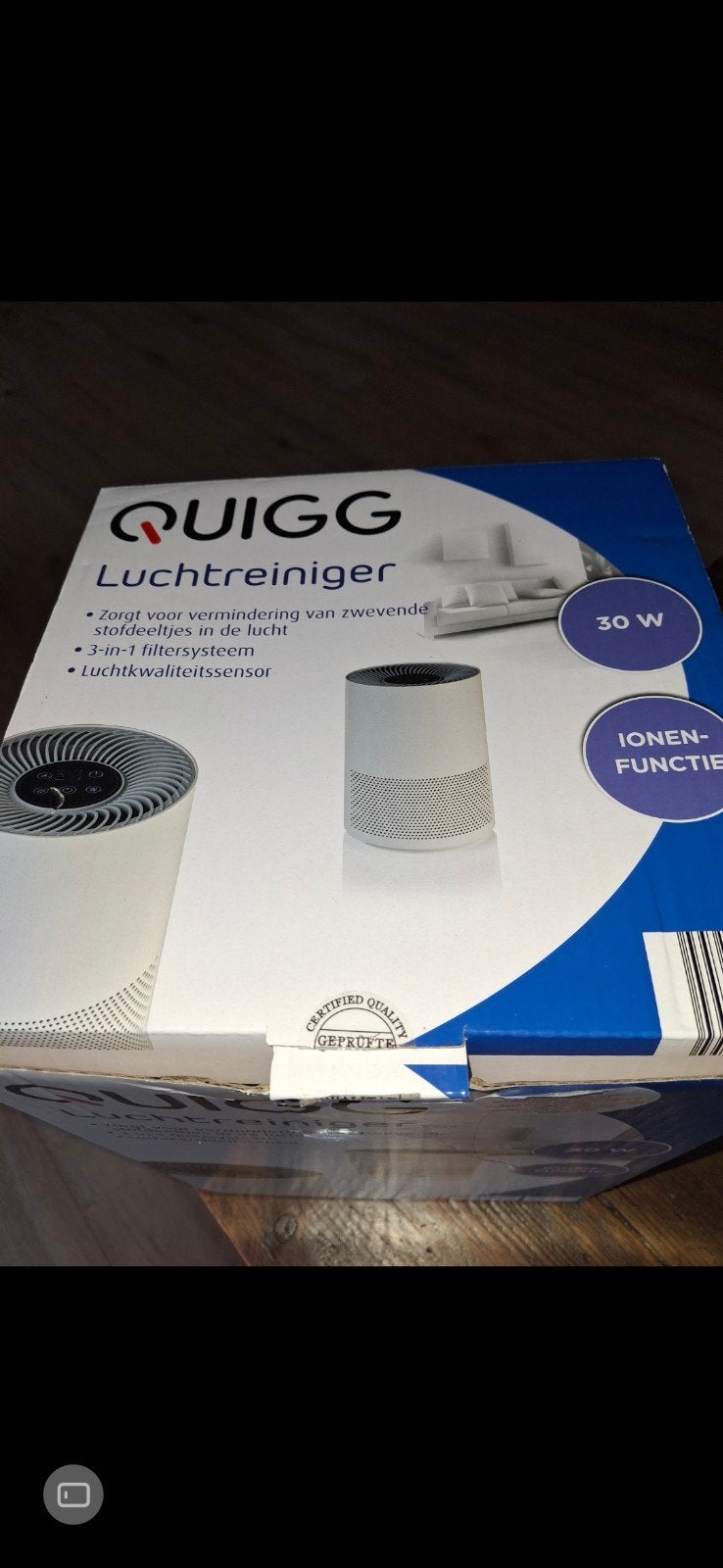 QUIGG Luchtreiniger LR 2018-21 - Nieuw in doos, Ophalen of Verzenden, Nieuw, Luchtreiniger