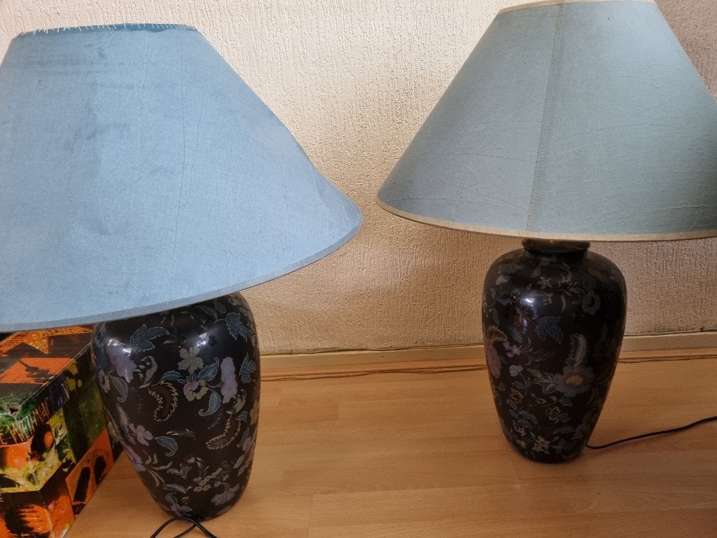 Paartje grote Chinese vazen lampen - vintage set 2x, Ophalen