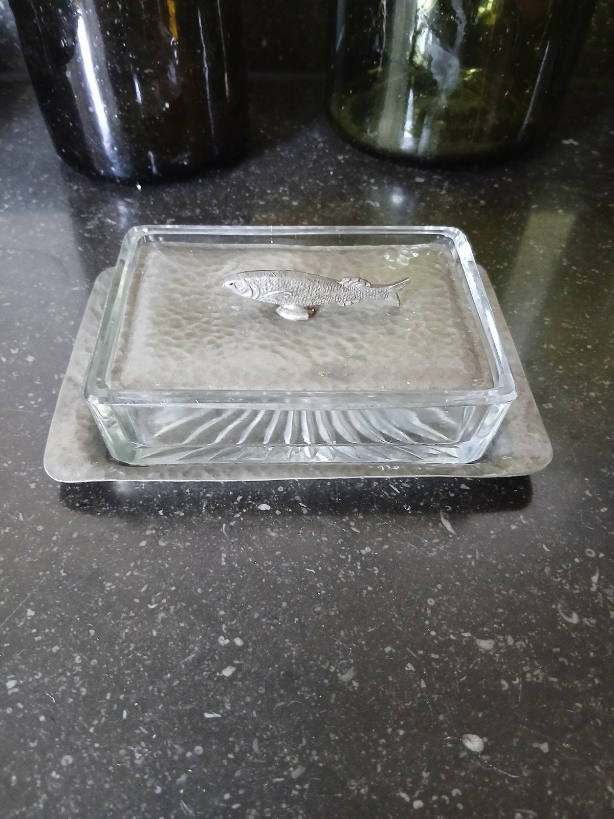 Art Deco Engelse kaviaar schaal/ pate /  als ook  botervloot, Antiek en Kunst, Verzenden