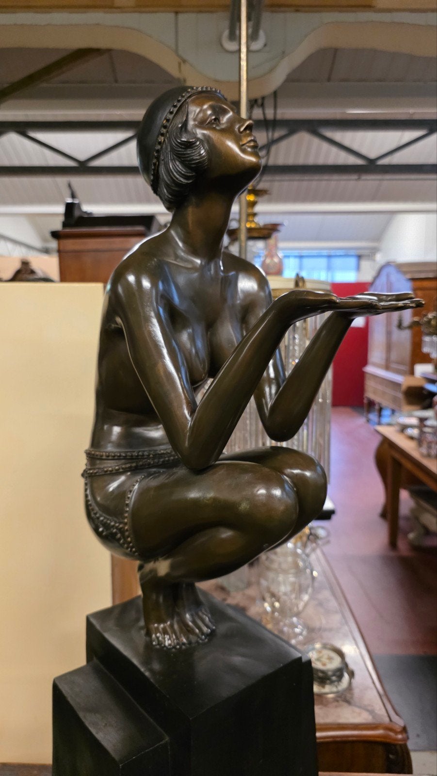 groot antiek bronzen Art deco Beeld, Antiek en Kunst, Kunst | Beelden en Houtsnijwerken, Ophalen