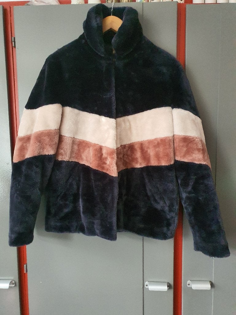 Giacomo nepbont winterjas M – warm & luxe look, Kleding | Dames, Ophalen of Verzenden, Zo goed als nieuw, Maat 38/40 (M), Zwart