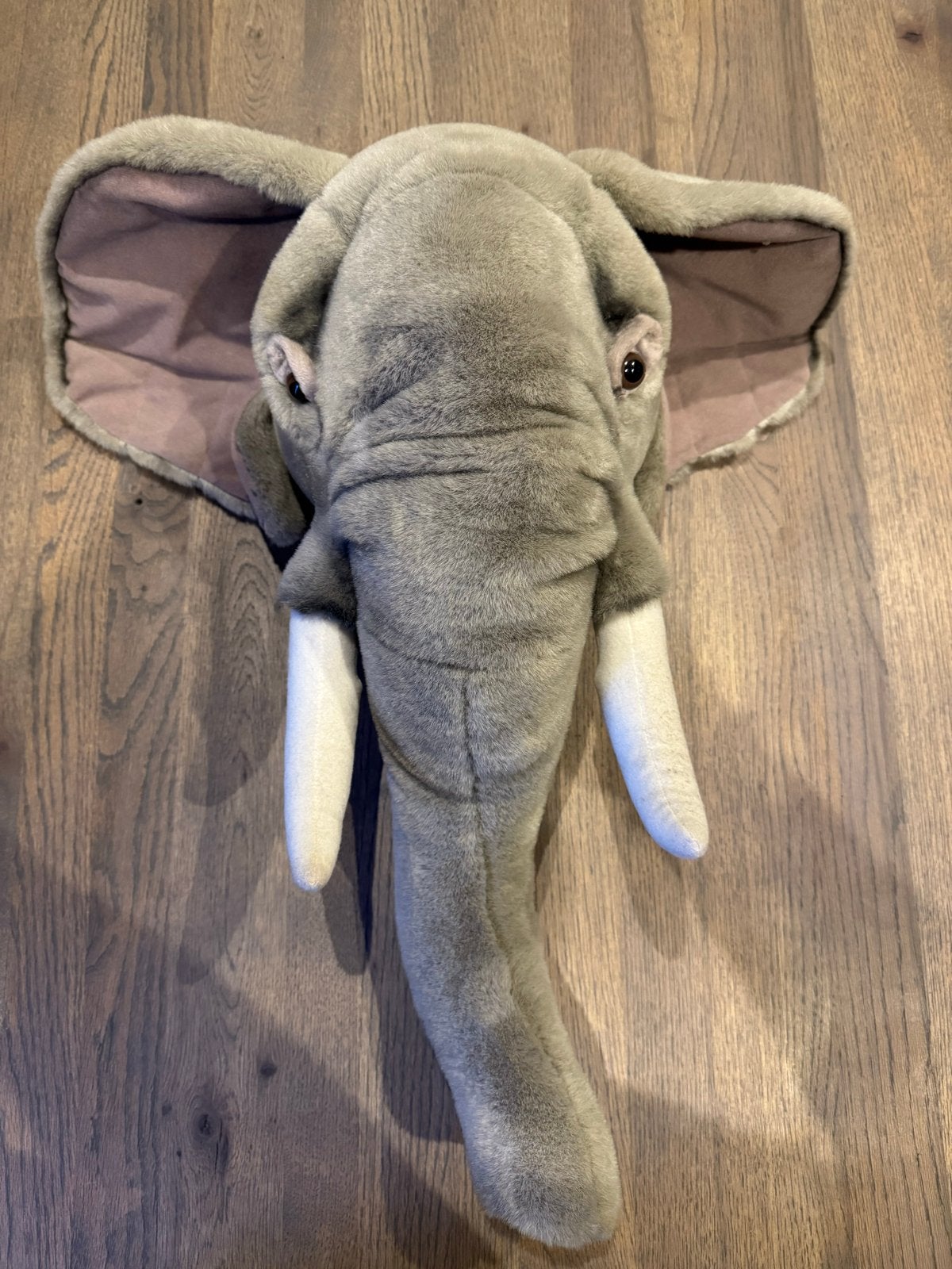 Grote pluche olifantenkop wanddecoratie merk BiBib, Grijs, Ophalen of Verzenden, Zo goed als nieuw, Middelgroot (20 tot 80 cm)