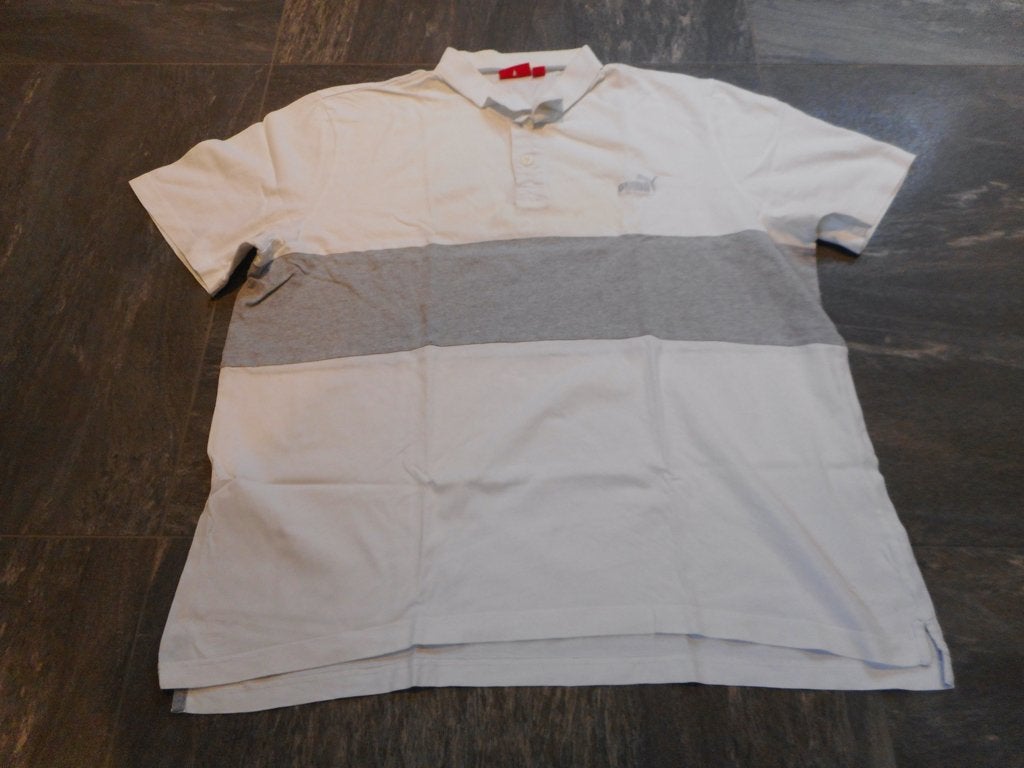 Puma poloshirt wit met grijze band maat XL, Puma, Wit, Maat 56/58 (XL), Ophalen of Verzenden