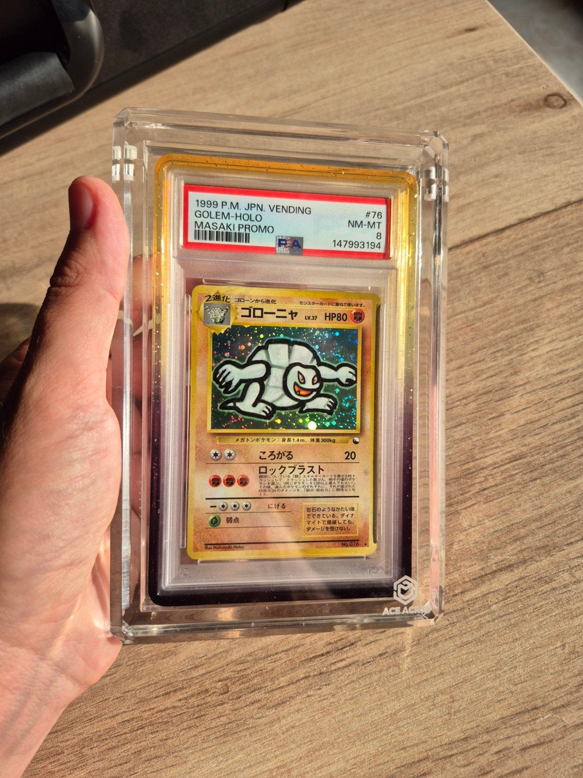 pokemon golem holo swirl masaki japanese psa8, Ophalen of Verzenden, Zo goed als nieuw