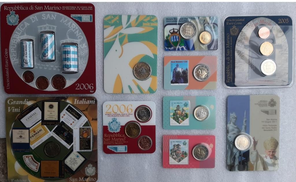 Verschillende Mini-kits & Coincards San Marino 2003 t/m 2025, Ophalen of Verzenden, San Marino, Overige waardes