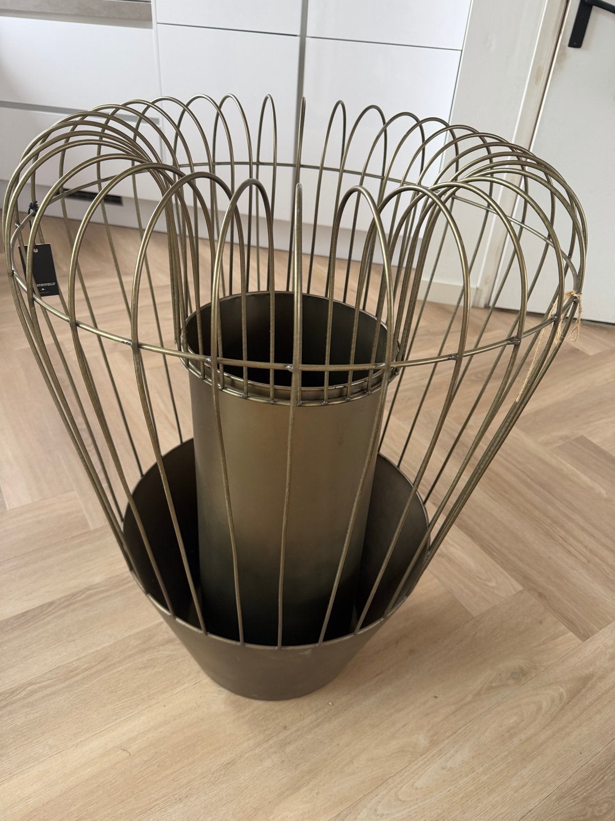 Design Bloempot Metaal Mat Goud - 90cm Hoog, 65cm Breed, Ophalen, 40 cm of meer, Rond, Binnen