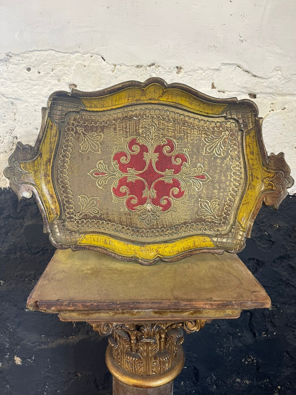 Prachtig venetiaans dienblad florentijns goud geel rood, Ophalen of Verzenden