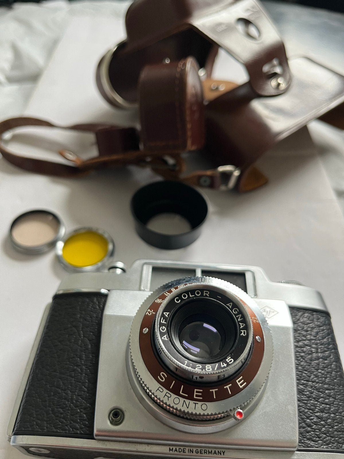 Agfa Silette Prontor Vintage Camera met Leren Tas, Audio, Tv en Foto, Fotocamera's Analoog, Ophalen of Verzenden, Zo goed als nieuw