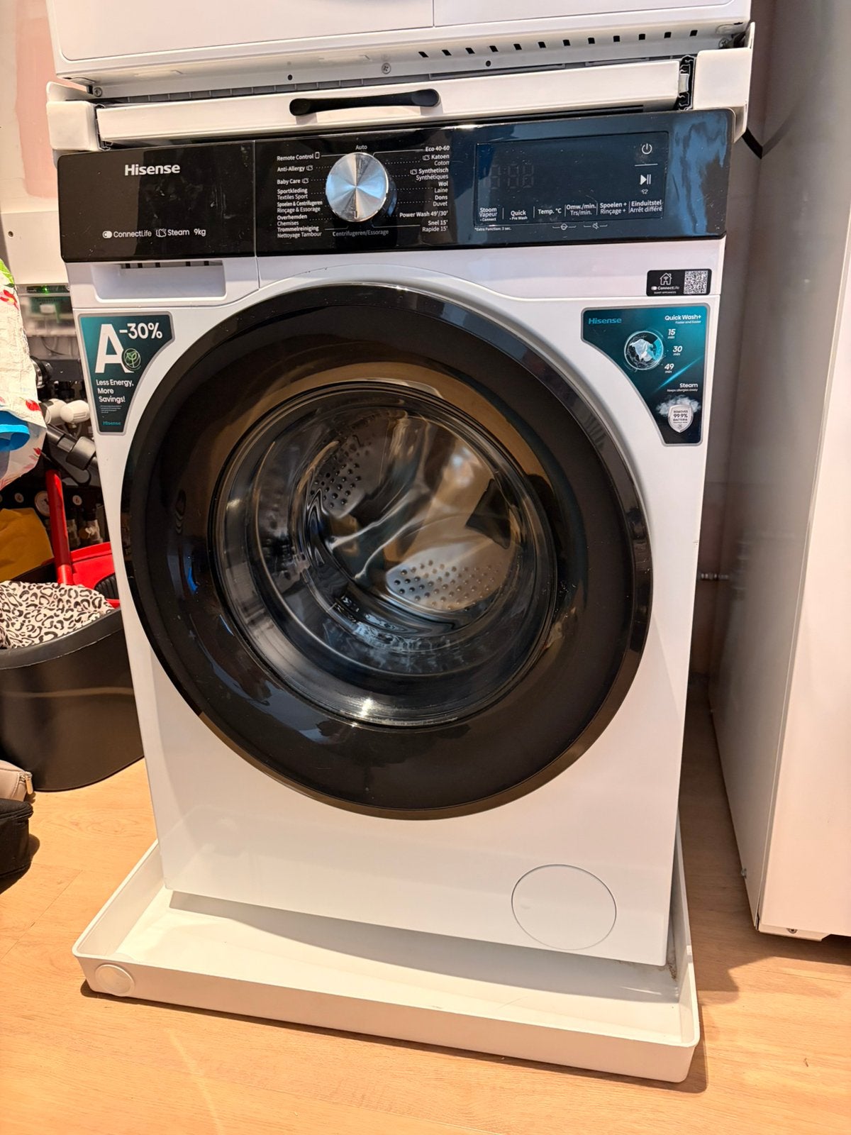 Hisense 9KG Wasmachine – Energielabel A – 1400 toeren, Ophalen, 1200 tot 1600 toeren, 8 tot 10 kg, Zo goed als nieuw