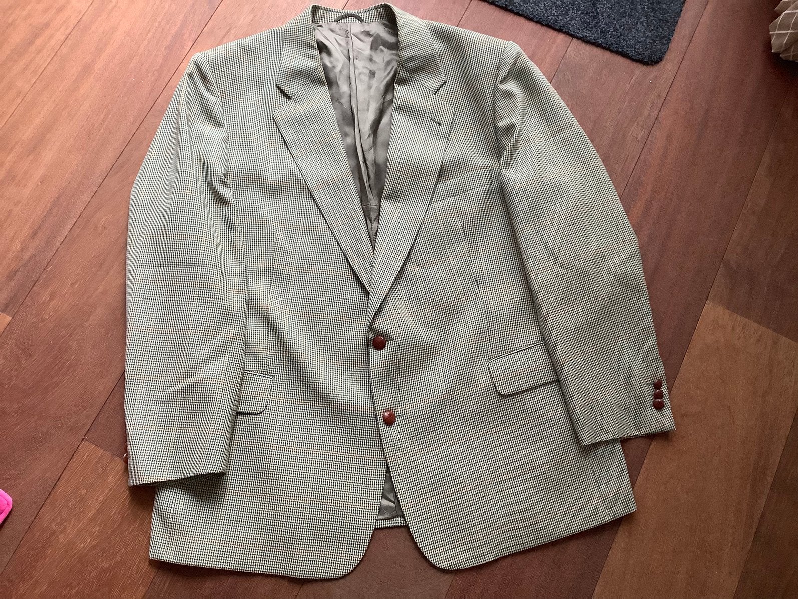 Eduard Dressler lamswollen colbert groene ruit maat 28 (56), Ophalen, Zo goed als nieuw, Maat 56/58 (XL), Groen