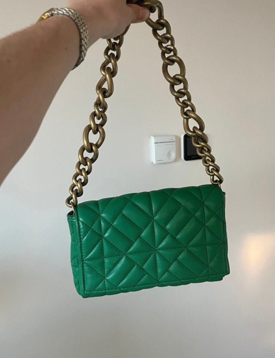 Zara Schoudertasje Groen met Gouden Ketting, Ophalen of Verzenden, Gebruikt, Groen, Overige merken