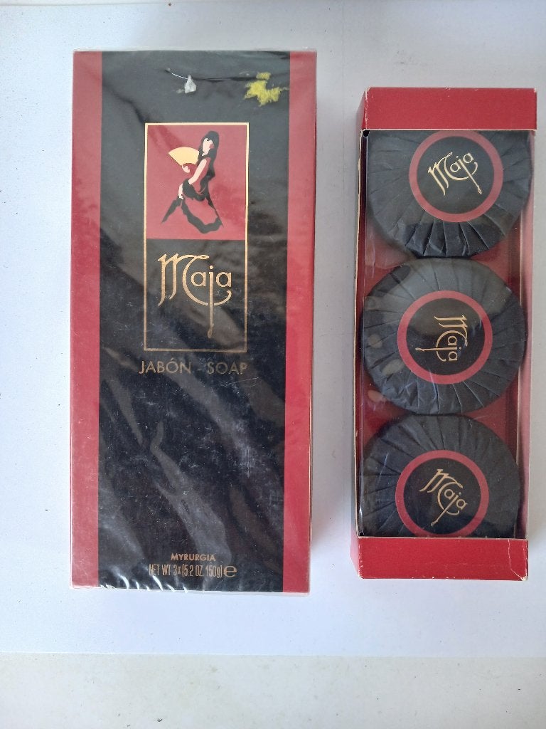 2 VINTAGE geschenkverpakkingen Myrurgia Maja zeep, Verzamelen, Verzenden, Zo goed als nieuw, Miniatuur