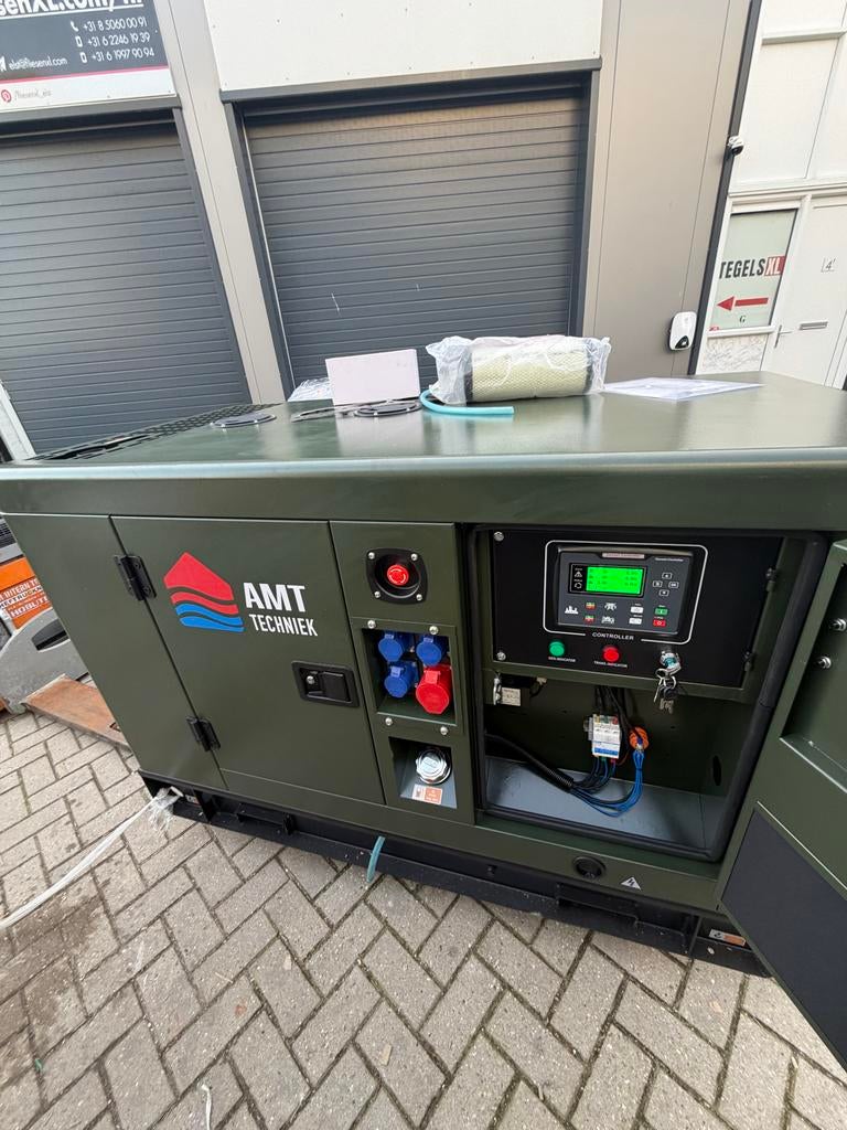 15 kVA Diesel Aggregaat te huur - 400V Stroomvoorzienin, Doe-het-zelf en Verbouw, Aggregaten, Gebruikt, Dieselolie, 10 tot 30 kVA
