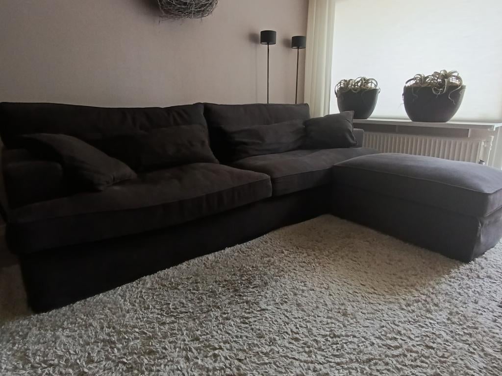Bank met hocker, antraciet, merk; Bocx interiors., Ophalen, Gebruikt