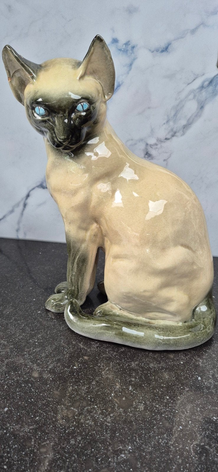 Vintage Siamese Kat Beeld - 34cm, Ophalen of Verzenden, Zo goed als nieuw, Hond of Kat, Beeldje of Figuurtje