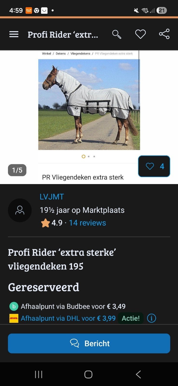 extra sterke vliegendeken 195, Ophalen of Verzenden