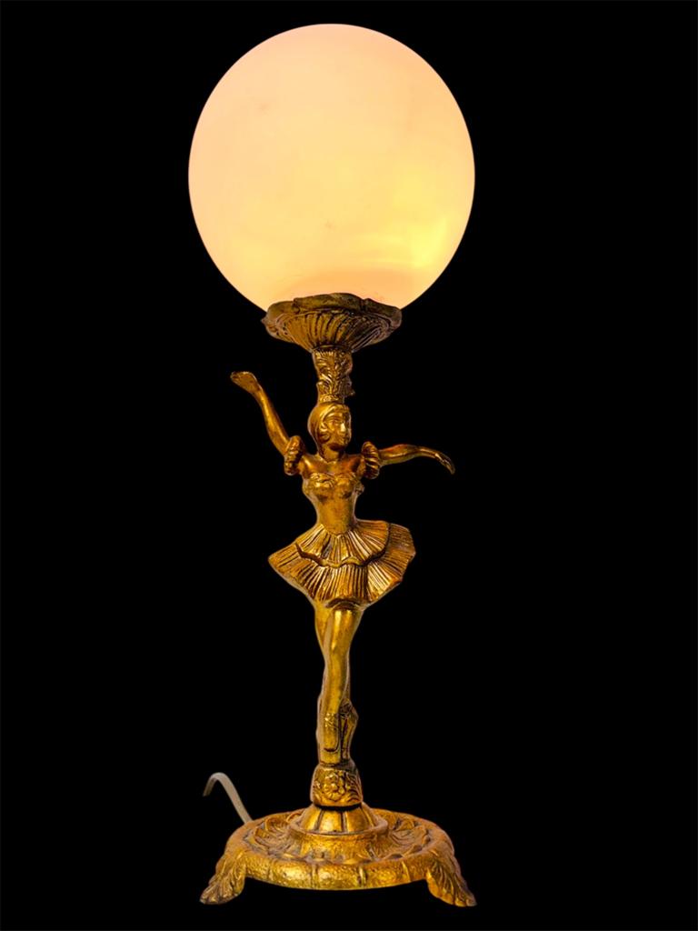 Vintage art deco messing Ballerina figuur tafellamp, Ophalen of Verzenden