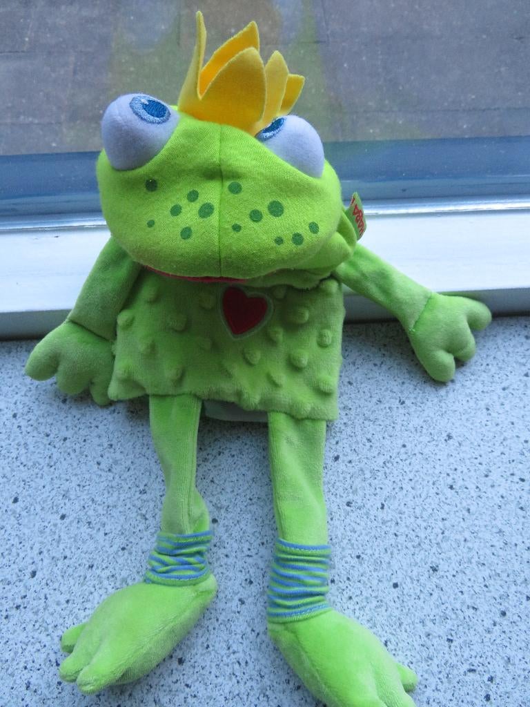 Handpop Kikker prins Kikkerprins met kroontje merk HABA, Kinderen en Baby's, Speelgoed | Knuffels en Pluche, Kikker, Groen, Ophalen of Verzenden