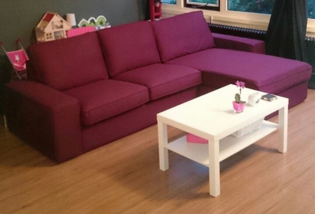 Donkerpaarse Ikea Kivik bank, Ophalen, Gebruikt, Hoekbank, 75 tot 100 cm