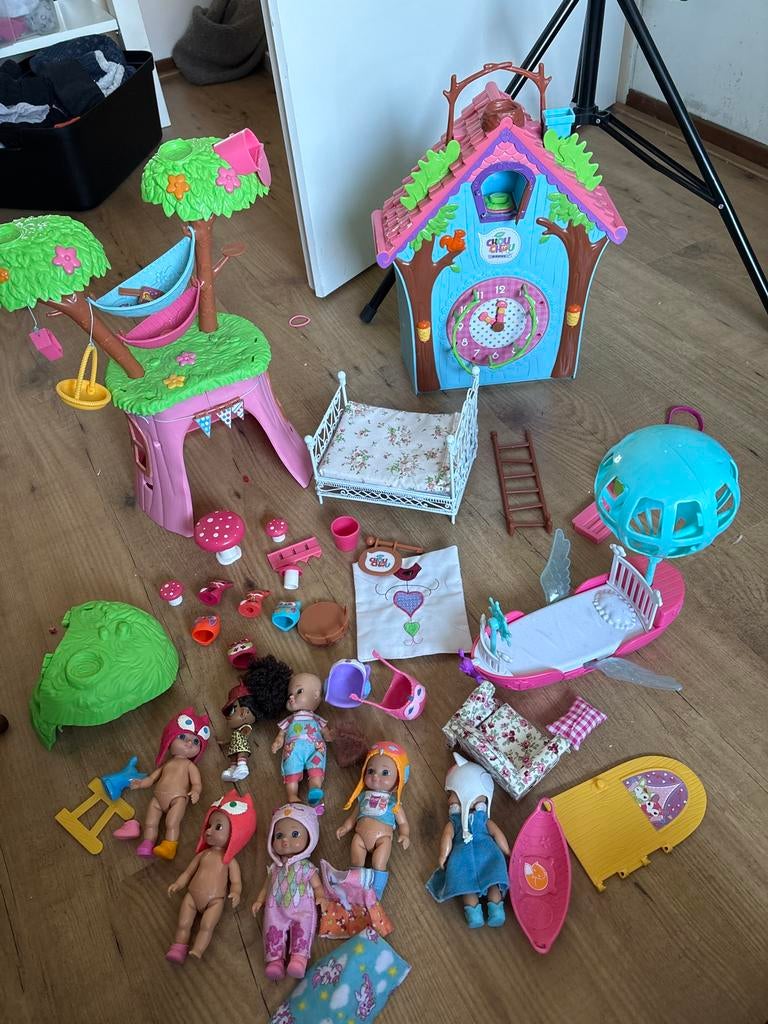 Grote set chou chou babypoppen, huisjes en accessoires, Ophalen of Verzenden, Gebruikt, Babypop