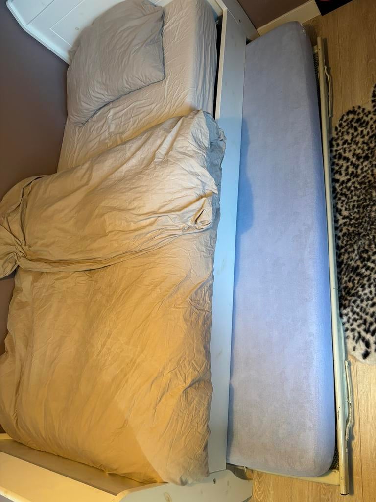 Metalen spiraal onderbed 190x80 met matras logeerbed, Ophalen, Gebruikt, Eenpersoons, 190 cm of minder