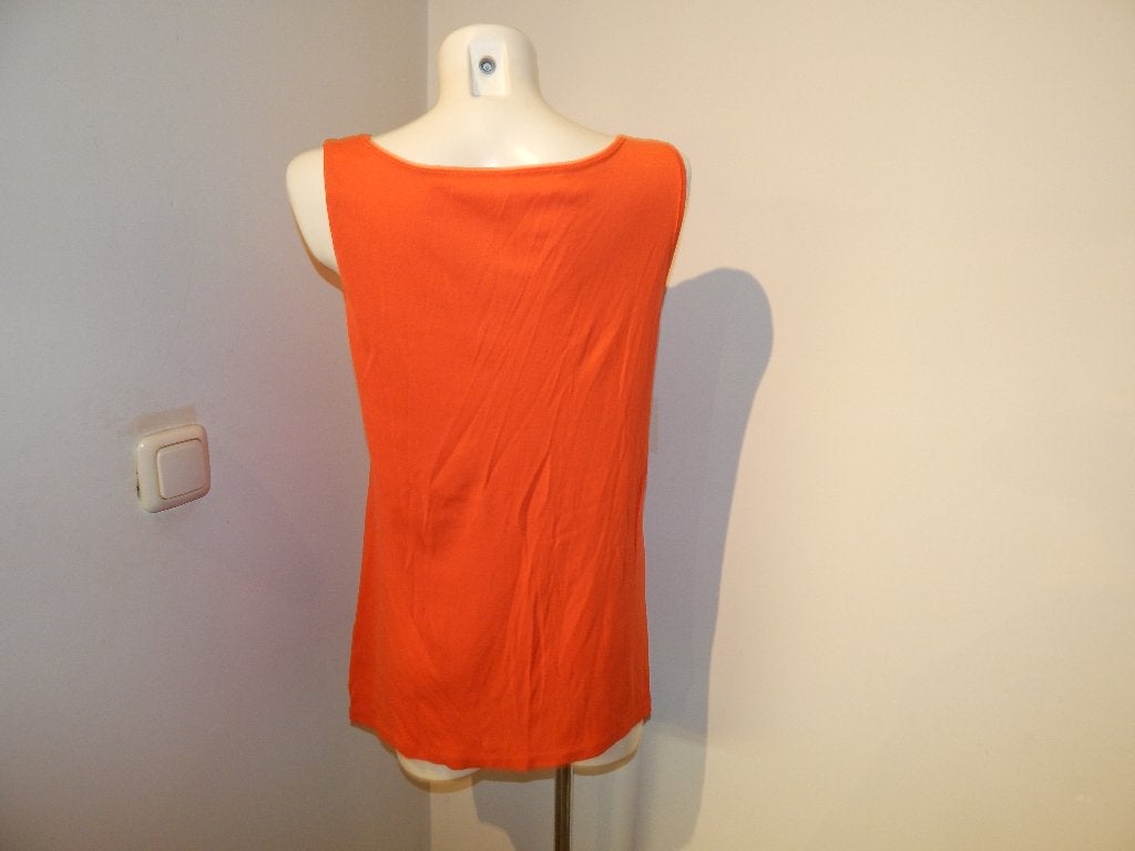 Marccain top stretch strik look voorkant warme oranje tintN6, Verzenden, Maat 42/44 (L), Oranje, Zo goed als nieuw