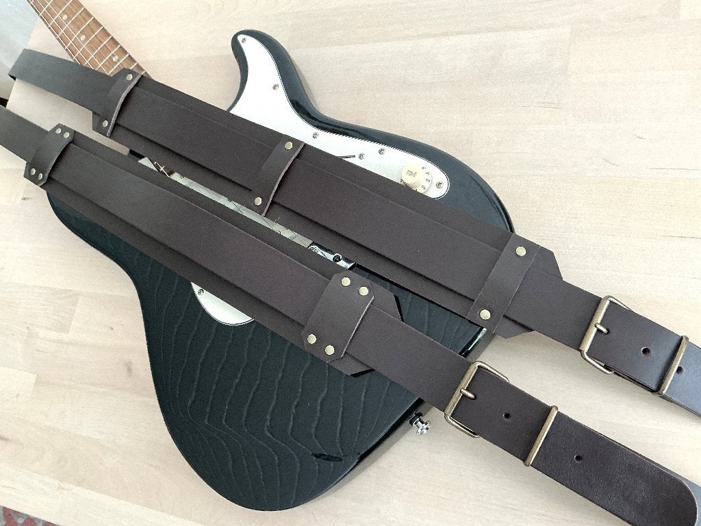 Gitaarband Leer donkerBruin 120 tot 168 cm lang Leer022b, Verzenden, Nieuw, Elektrische gitaar