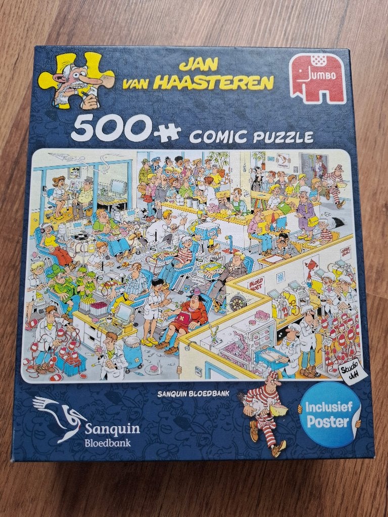 JAN VAN HAASTEREN Puzzel - Sanquin Bloedbank - 500 Stukjes, Ophalen of Verzenden, 500 t/m 1500 stukjes, Zo goed als nieuw, Legpuzzel