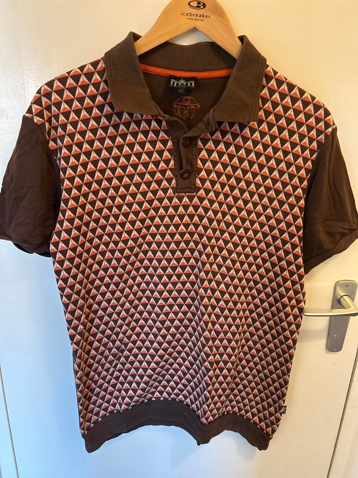 ATO Berlin Polo Shirt - Bruin met geometrisch patroon, Ophalen of Verzenden, Gedragen, Maat 56/58 (XL), Bruin
