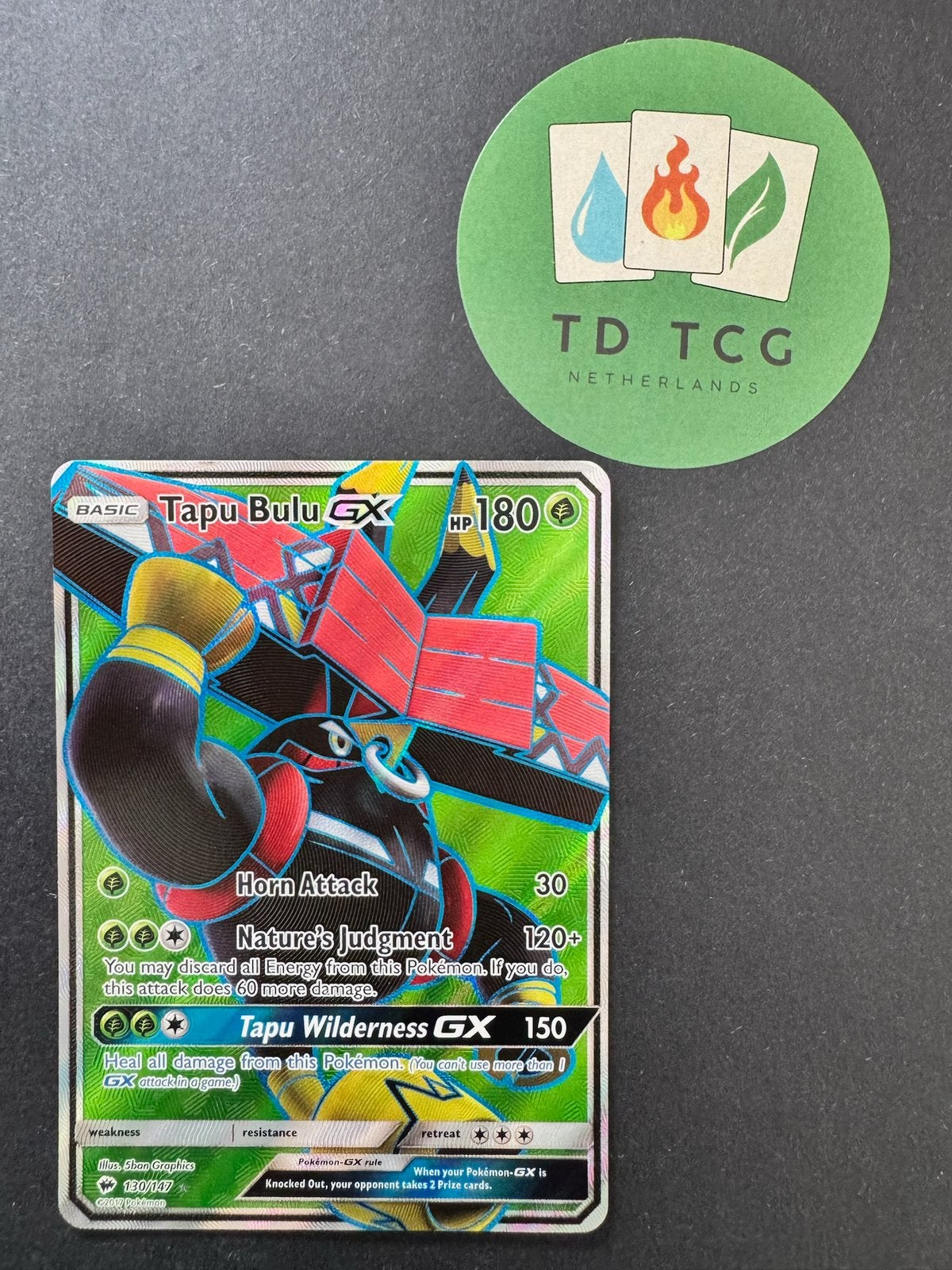 Pokémon kaart Tapu Bulu GX 032 - SM Black Star Promos, Ophalen of Verzenden, Gebruikt, Losse kaart, Foil