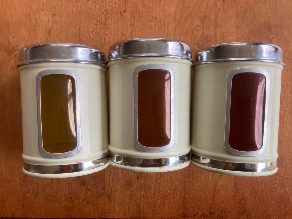 Brabantia Vintage Kruiden Busjes, Ophalen, Gebruikt, Geel, Voorraadpot