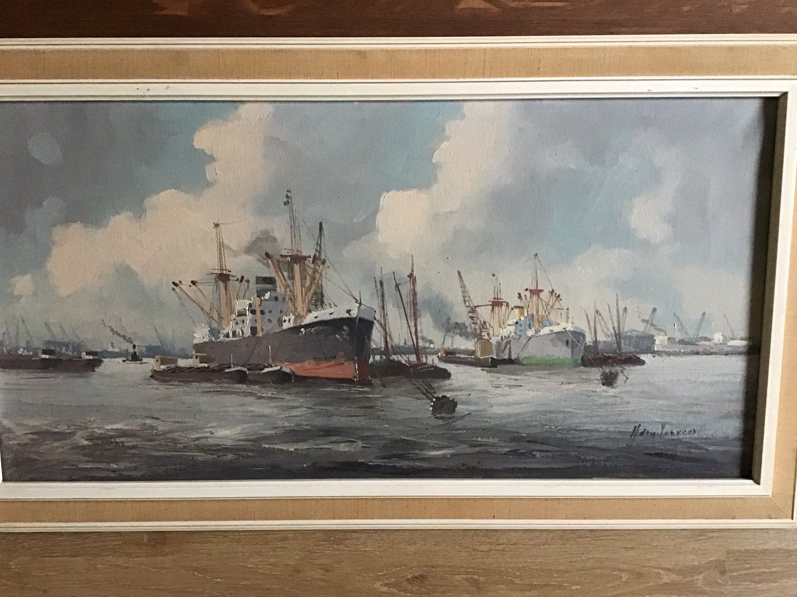 Havenzicht schilderij, Ophalen of Verzenden