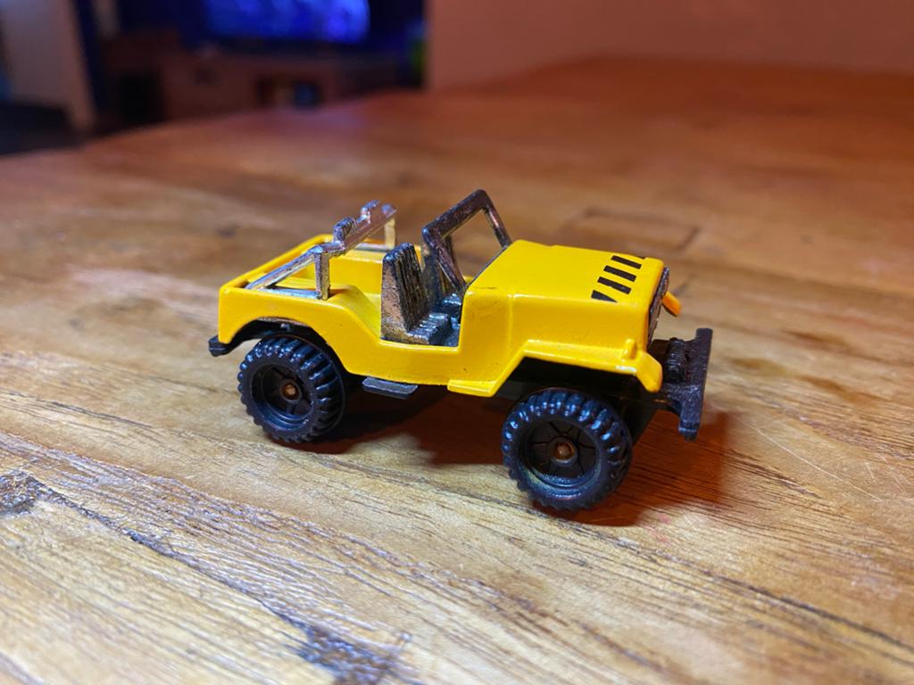 Gele speelgoed Jeep - Vintage modelauto, Ophalen of Verzenden, Gebruikt