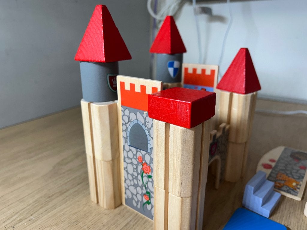 Houten Blokken Ridder Kasteel Set, Ophalen of Verzenden, Zo goed als nieuw
