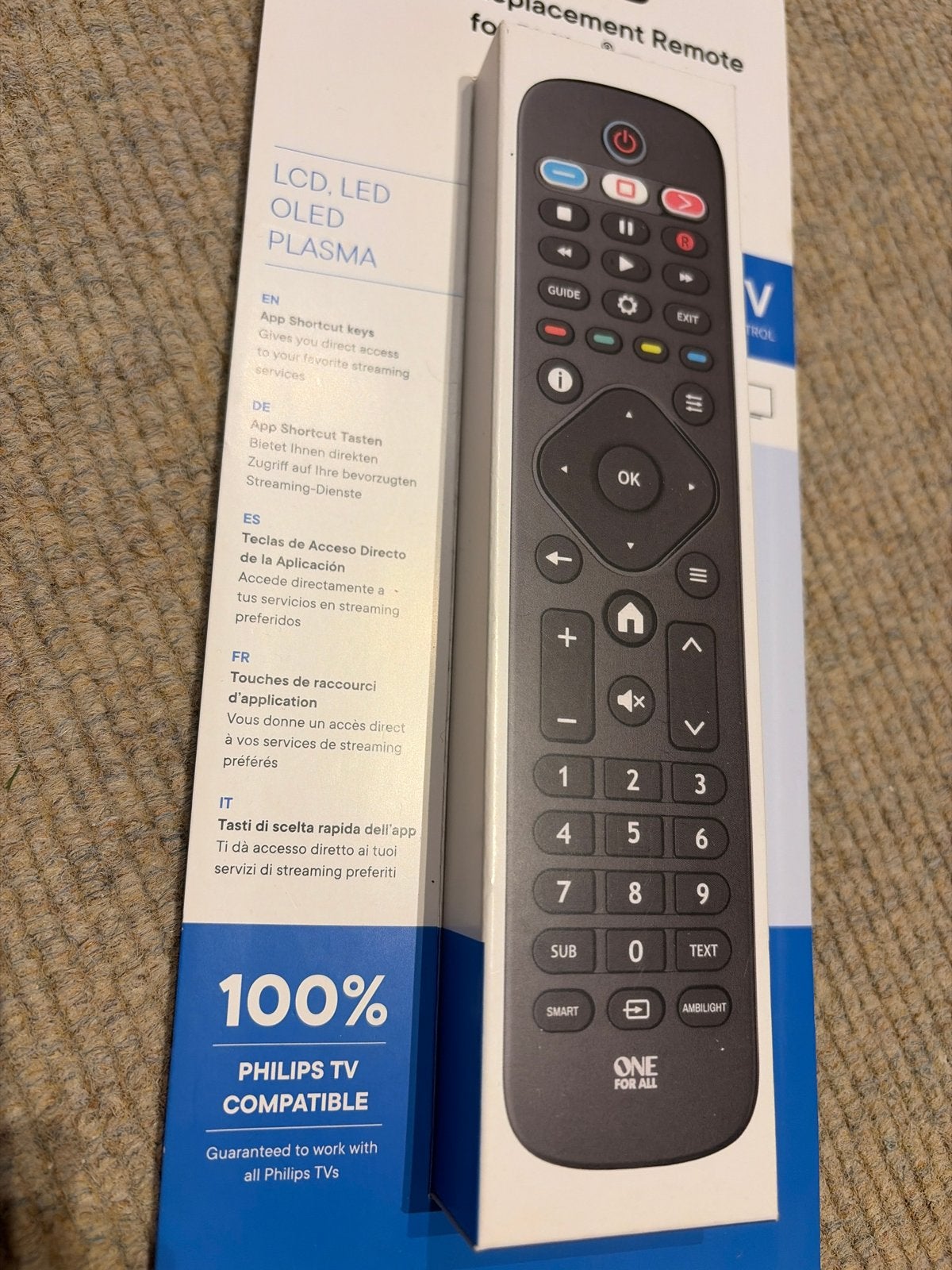 One For All Philips TV Afstandsbediening - Nieuw, Audio, Tv en Foto, Ophalen of Verzenden, Nieuw, Universeel, Tv